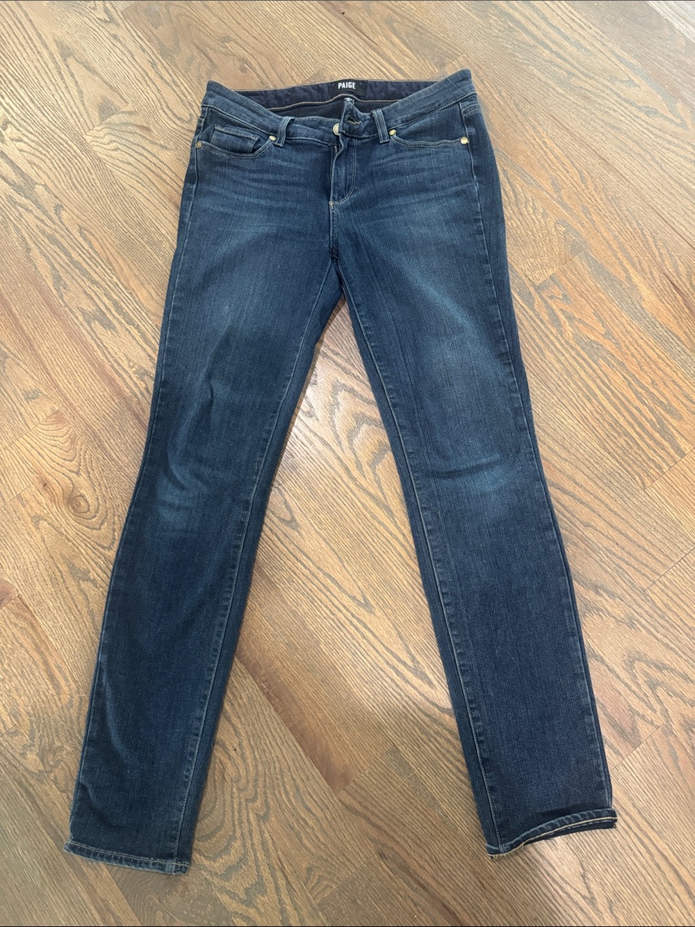 PAIGE Skyline Skinny Jeans in Dark Blue Wash